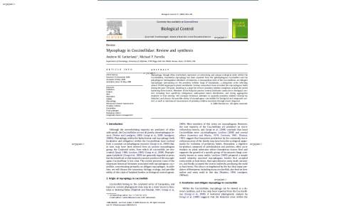 Mycophagy in Coccinellidae: Review and synthesis